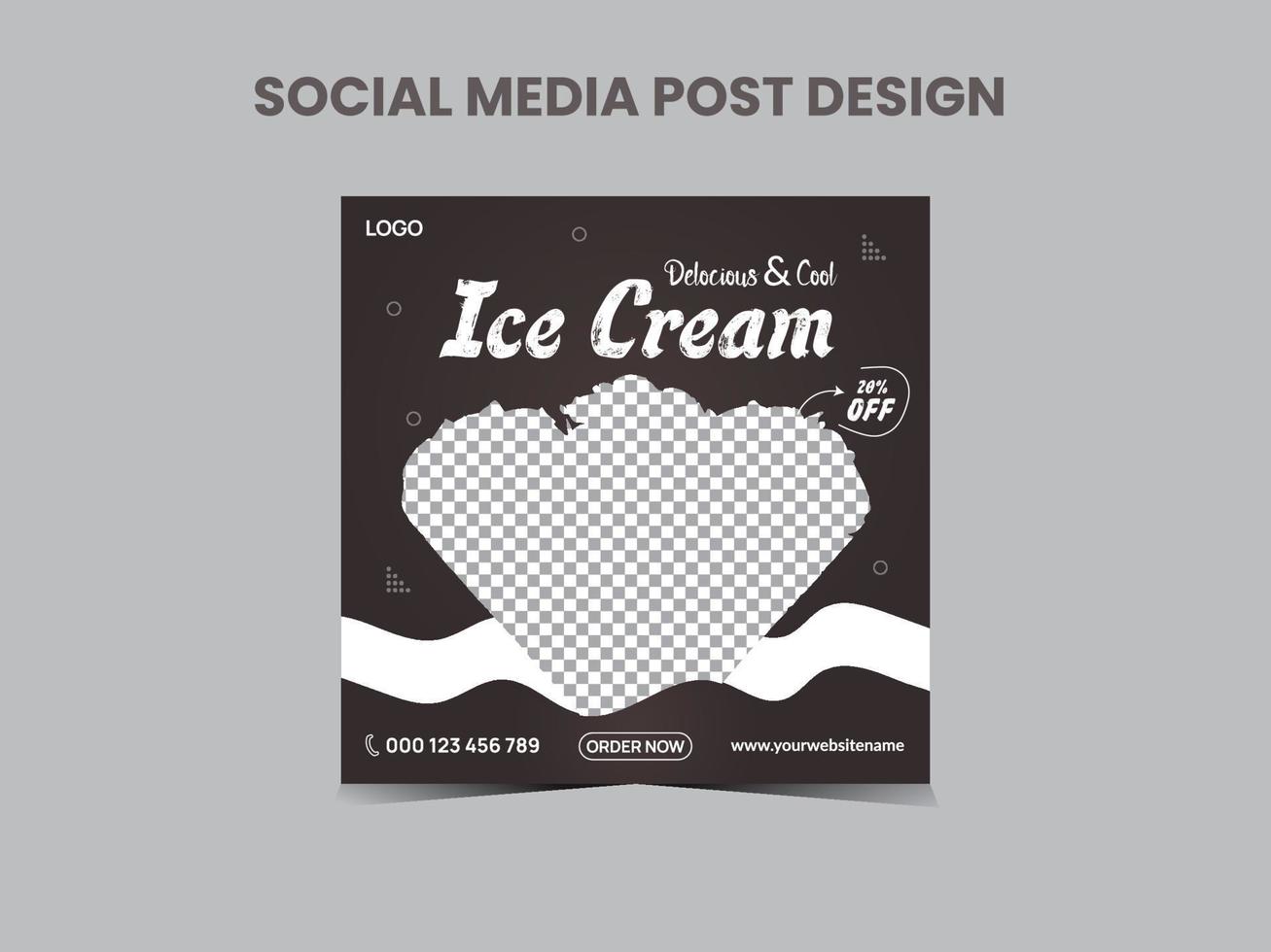 publicación cuadrada de helado en las redes sociales vector