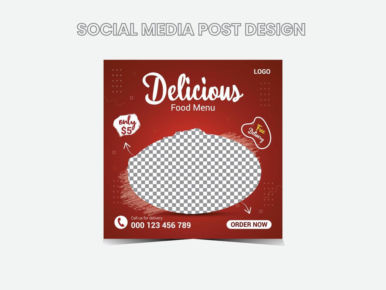 Delicious chicken social media post design vector
