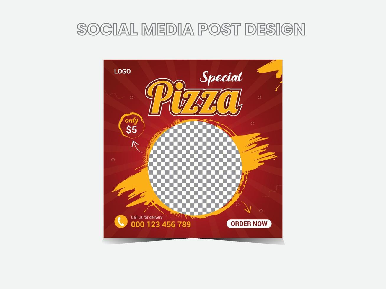 Hot pizza social media post design vector