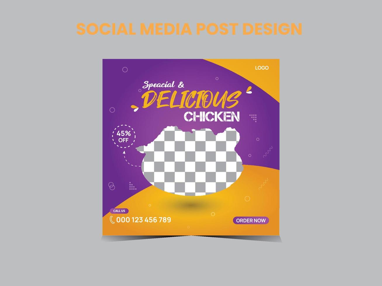 Delicious chicken social media post design vector