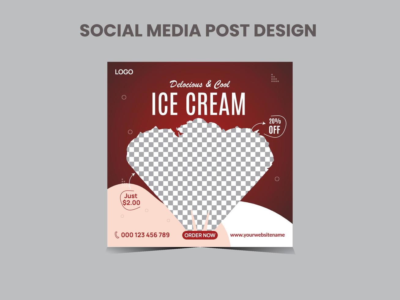 Ice cream social media square post vector