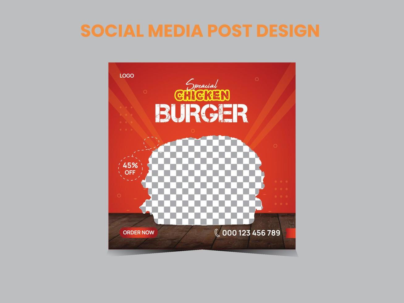 Burger social media post design vector