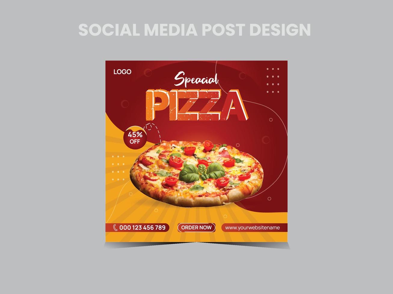 Hot pizza social media post design vector