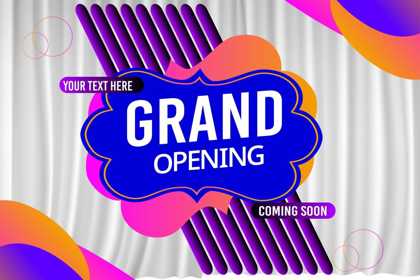 Grand Opening Cut ribbon background Banner Design Illustrations Shape, Business Promotion Ad Poster, Ceremony party event invitation, Coming soon Poster, red ribbon with balloon and colorful confetti. vector