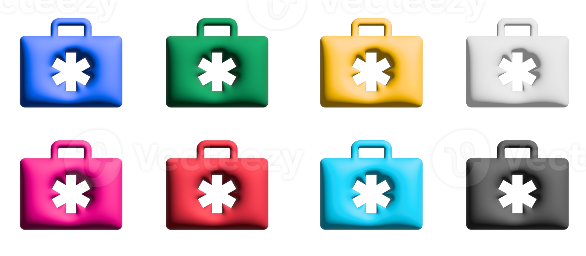 First aid bag icon set, colorful symbols graphic elements png