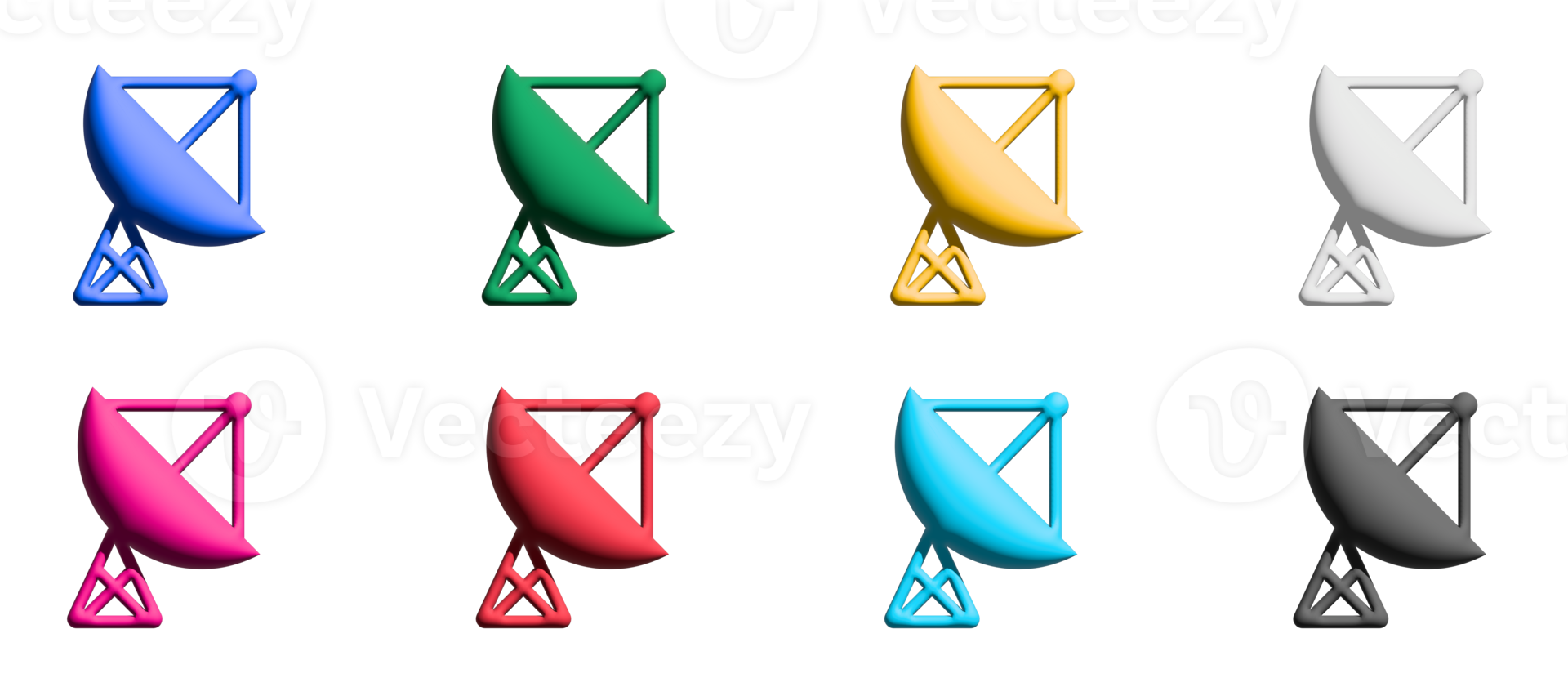 Satellite dish icon set, colorful symbols graphic elements png