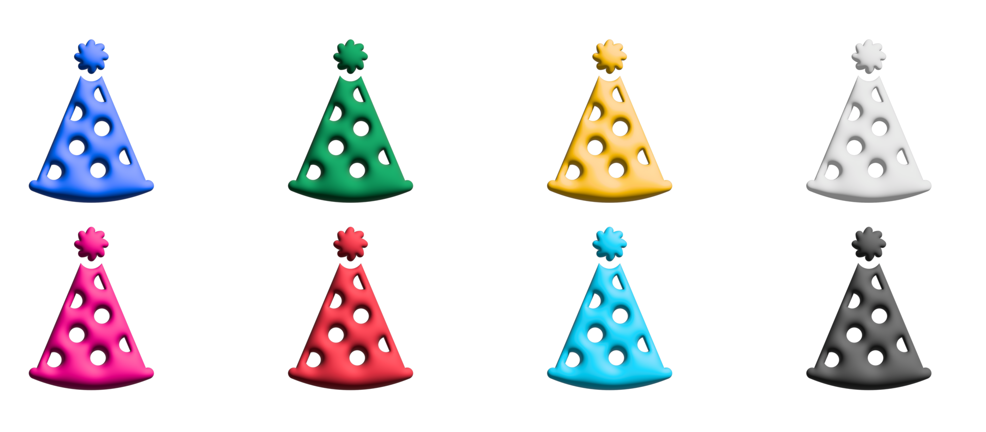 conjunto de ícones de chapéu de festa, elementos gráficos de símbolos coloridos png