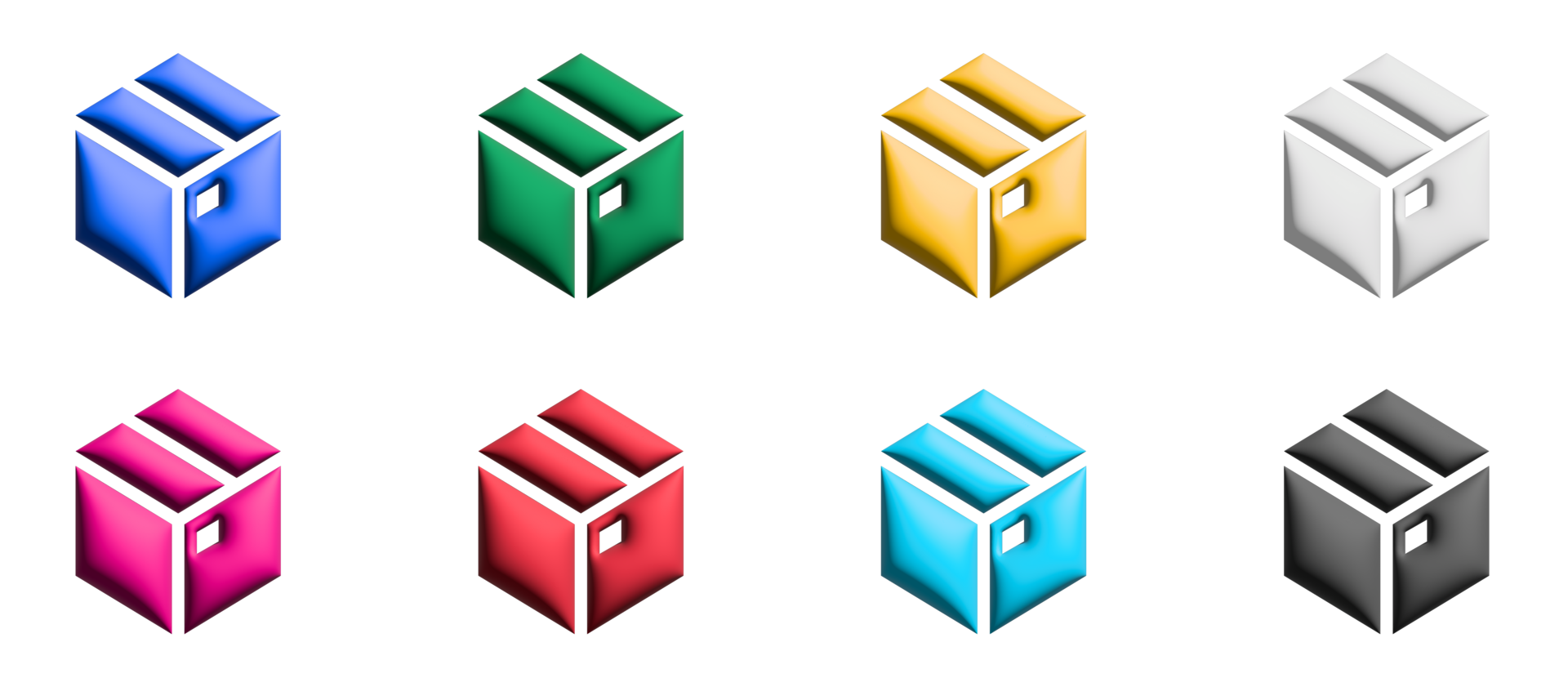 Box icon set, colorful symbols graphic elements png