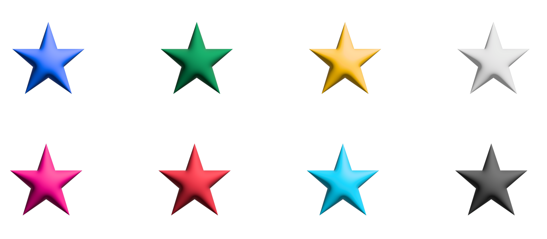 Star icon set, colorful symbols graphic elements png