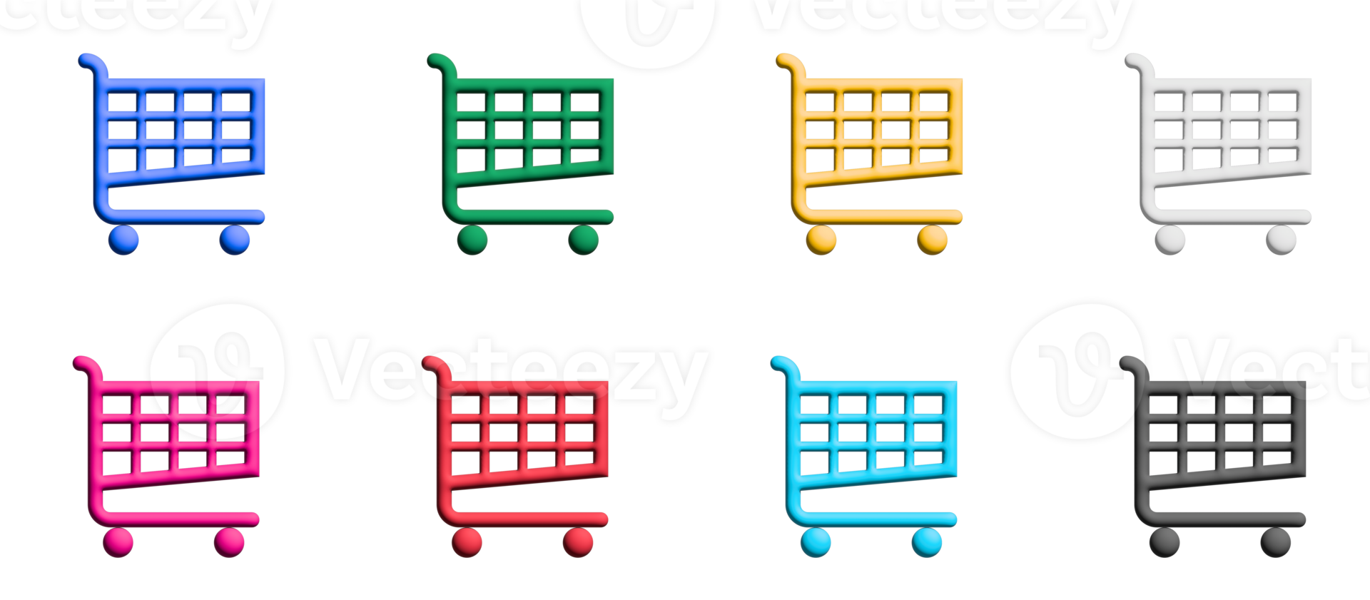 Shopping cart icon set, colorful symbols graphic elements png