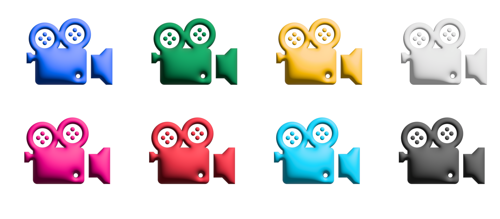 Filmkino-Icon-Set, bunte Symbole grafische Elemente png