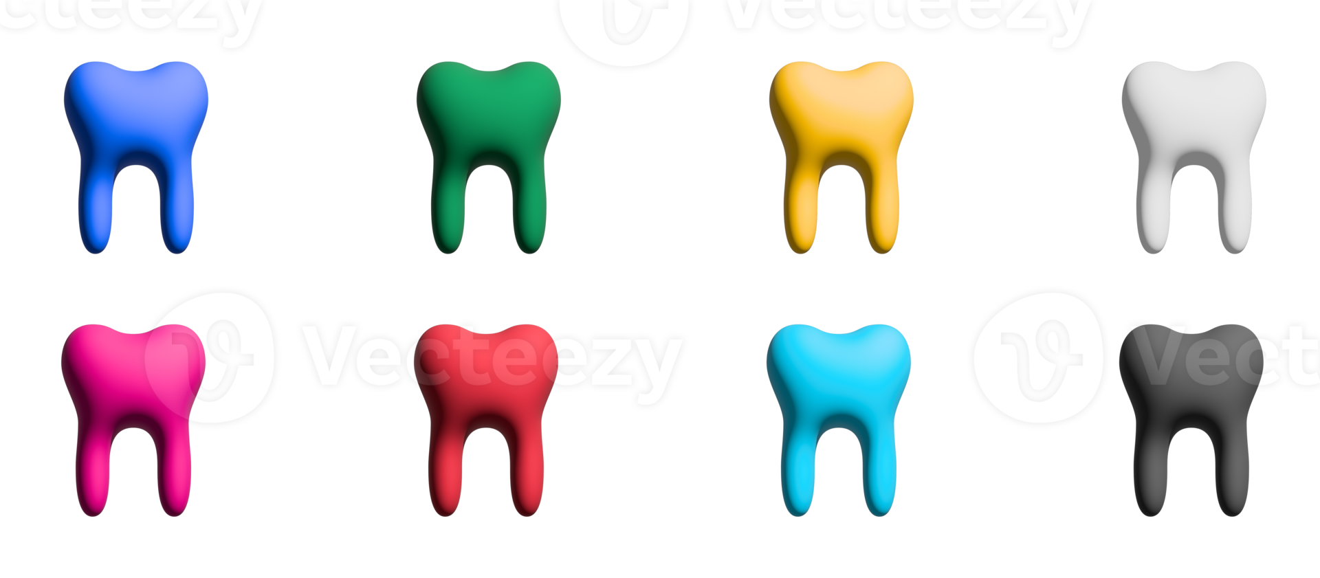 Teeth icon set, colorful symbols graphic elements png