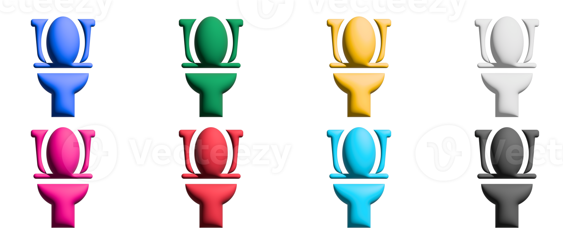 Flush toilet icon set, colorful symbols graphic elements png