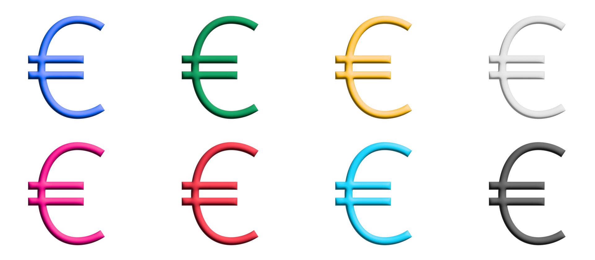 eur conjunto de ícones do euro europeu, elementos gráficos de símbolos coloridos png