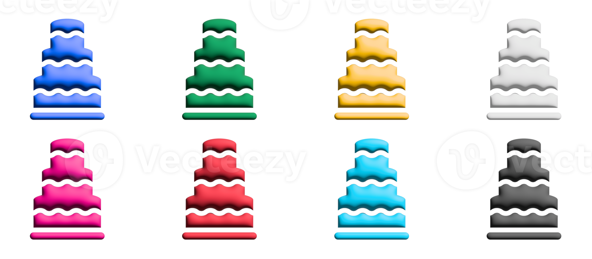 jeu d'icônes de gâteau de mariage, éléments graphiques de symboles colorés png