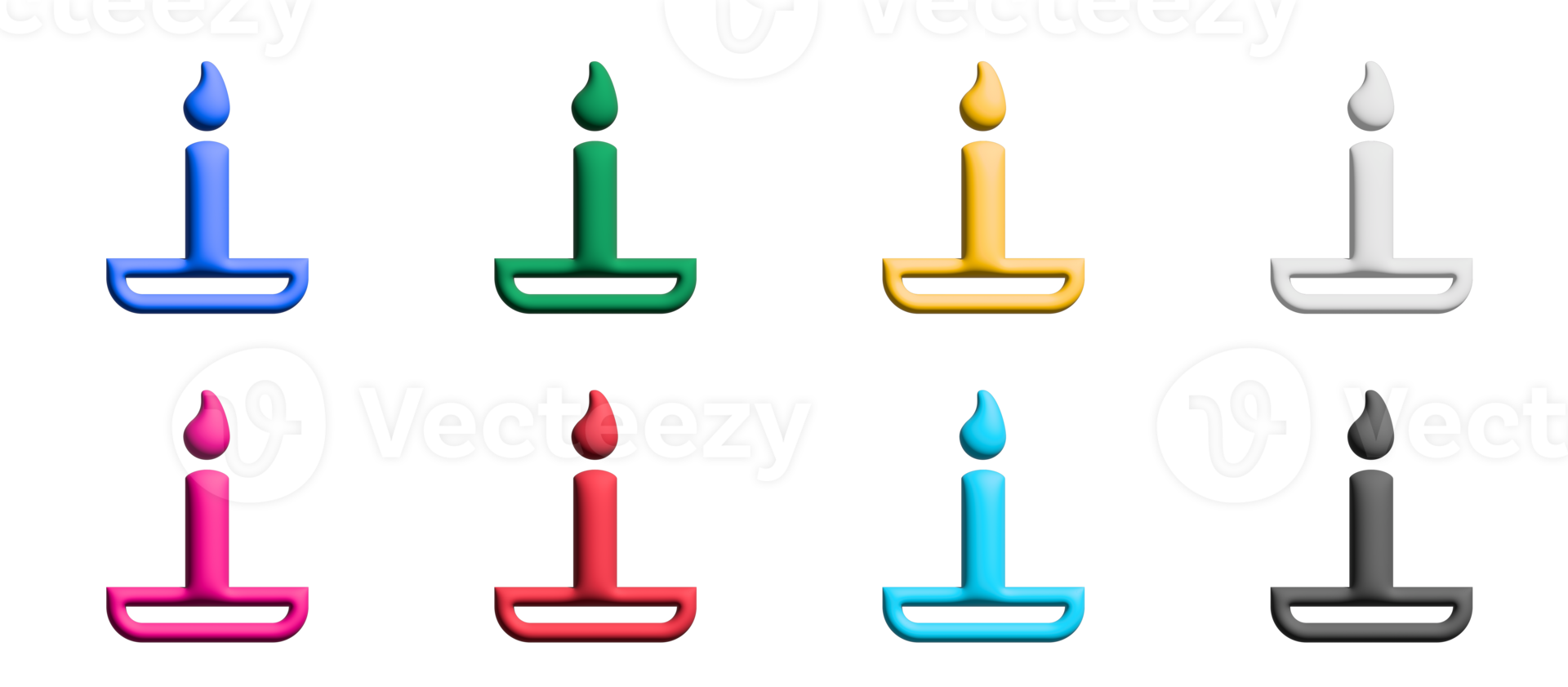 Candle icon set, colorful symbols graphic elements png