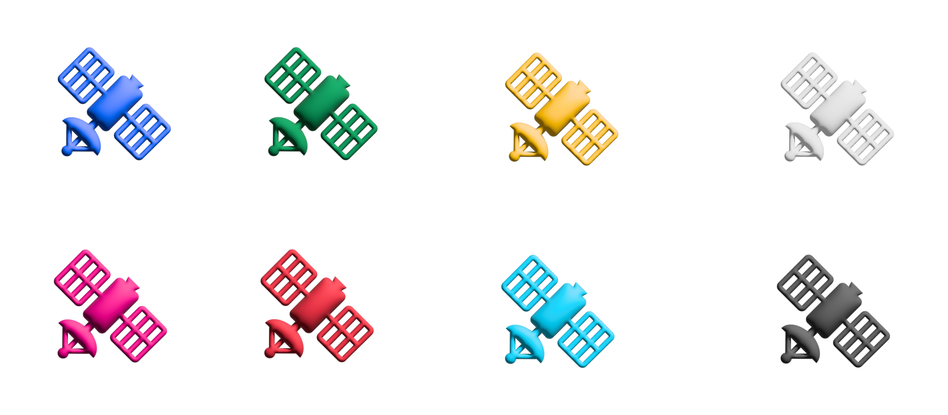 conjunto de ícones de satélite, elementos gráficos de símbolos coloridos png