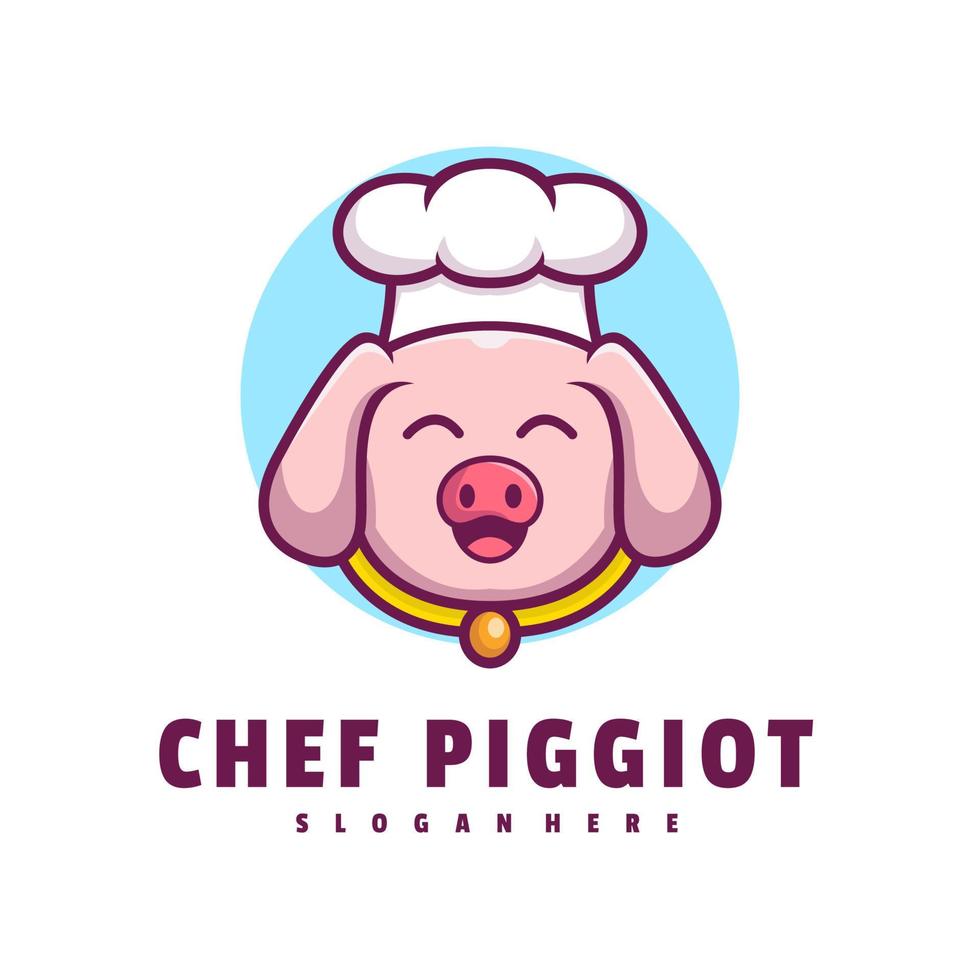 Chef Pig Cartoon Logo vector