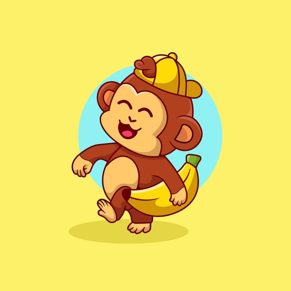 Monkey Carrying Bananas Illustration vector