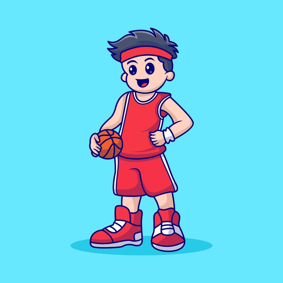 el chico esta jugando baloncesto vector