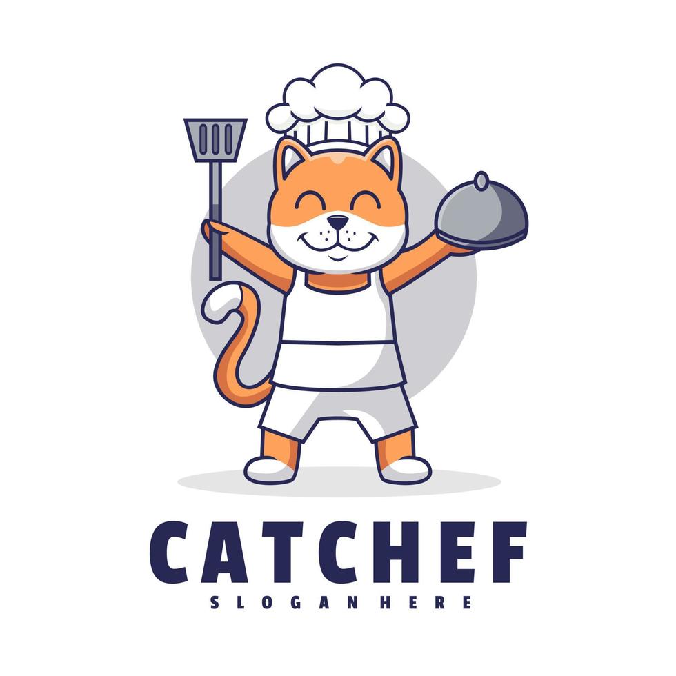 Cat Chef Cartoon Logo vector
