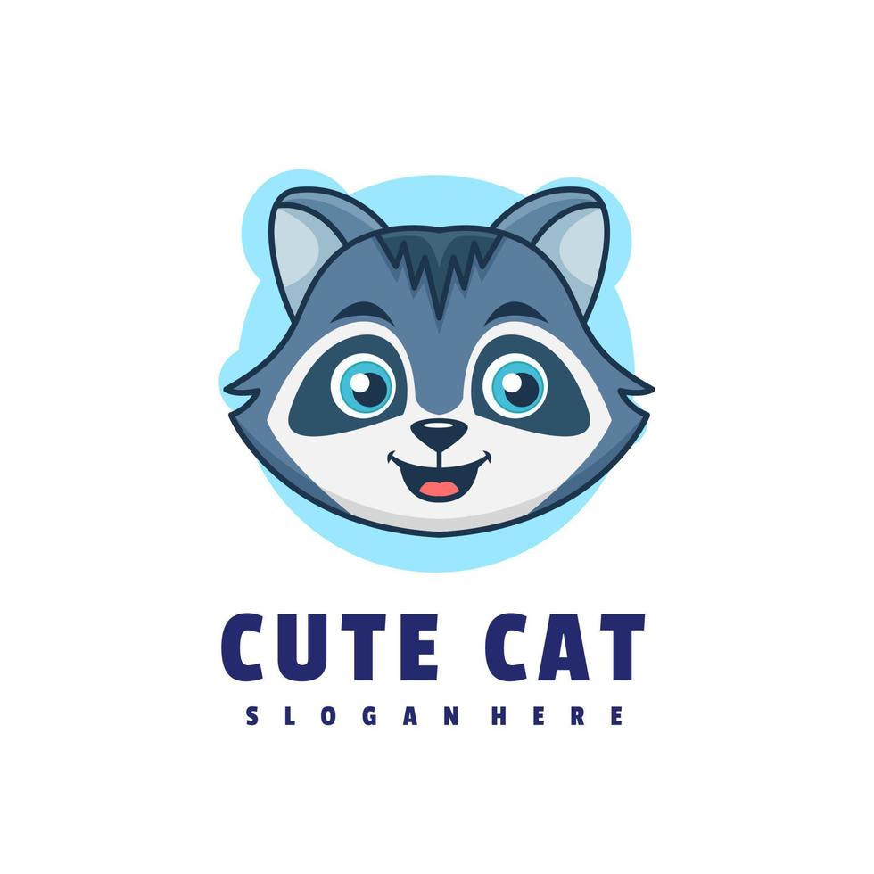 Cute Cat Cartoon Logo vector