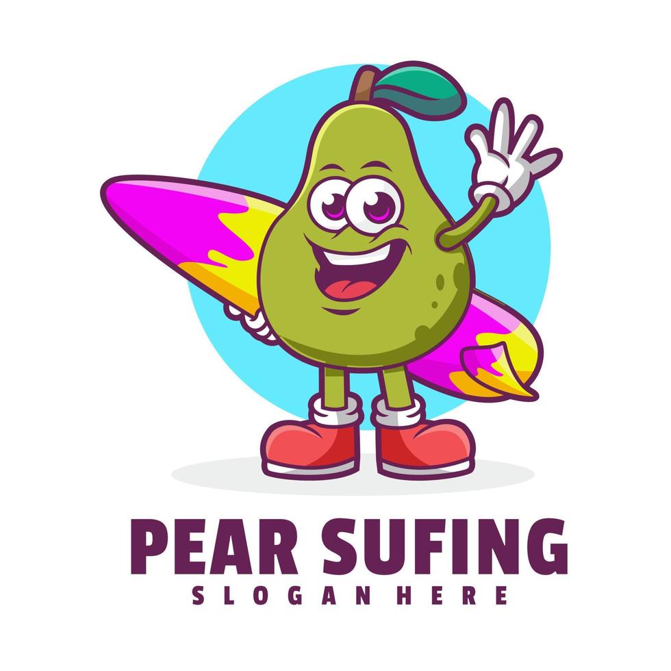 Pear Surfing Logo Template vector