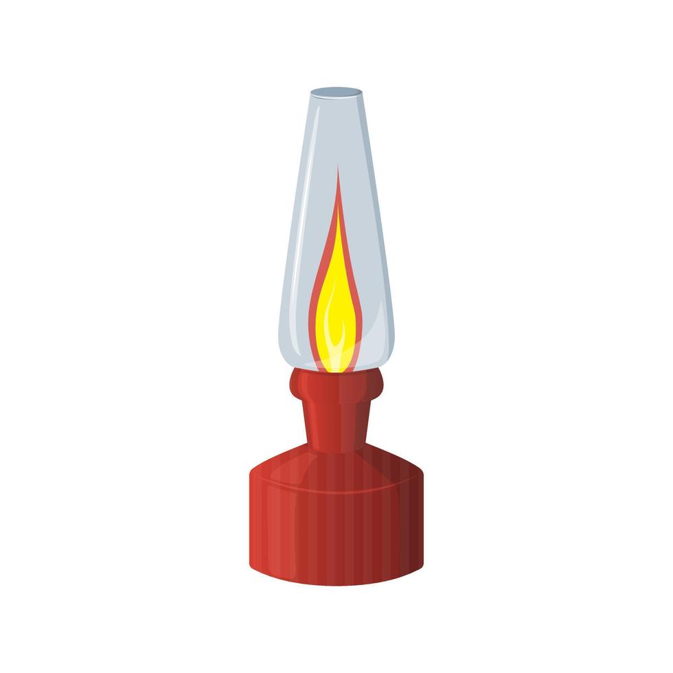 Portable red kerosene lamp. Garden and camping lamp insulated on white background. Close up vector illustration