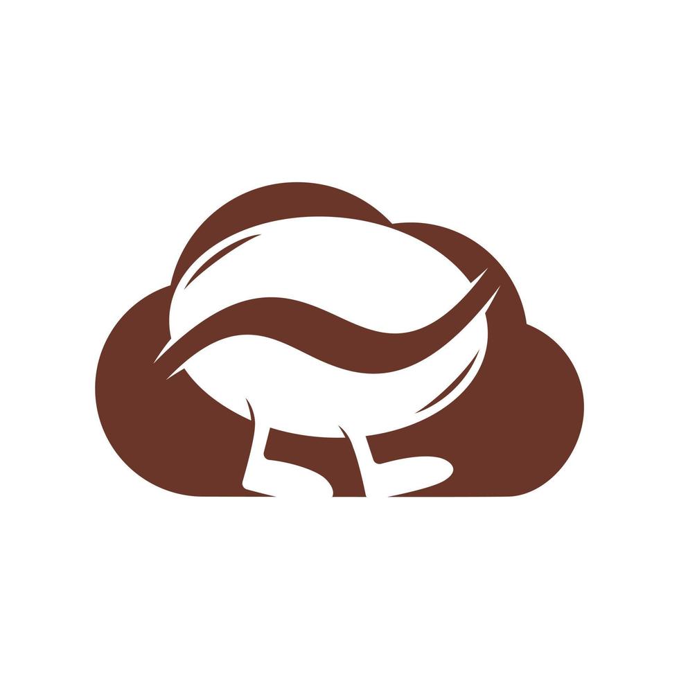 Bean Coffee Running Logo Design. Walking Coffee Logo Template. vector