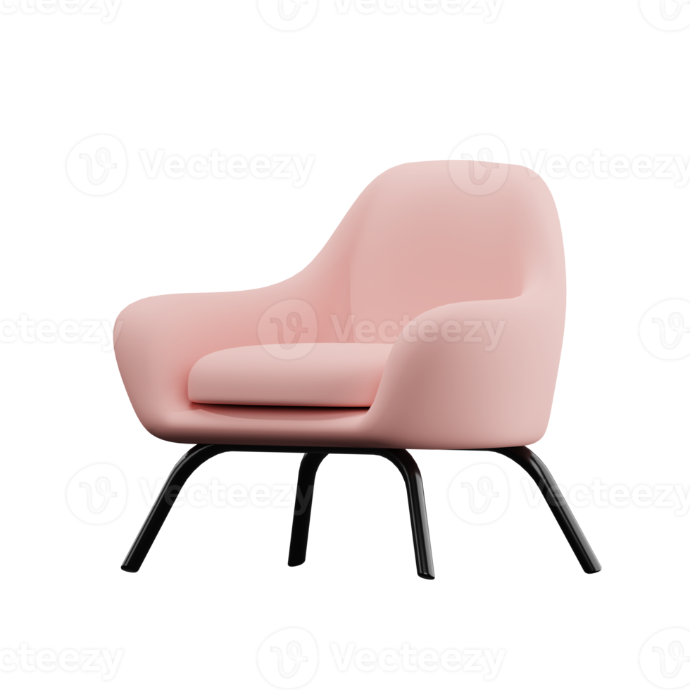 3D pink arm chair. pink soft sofa. 3D rendering png