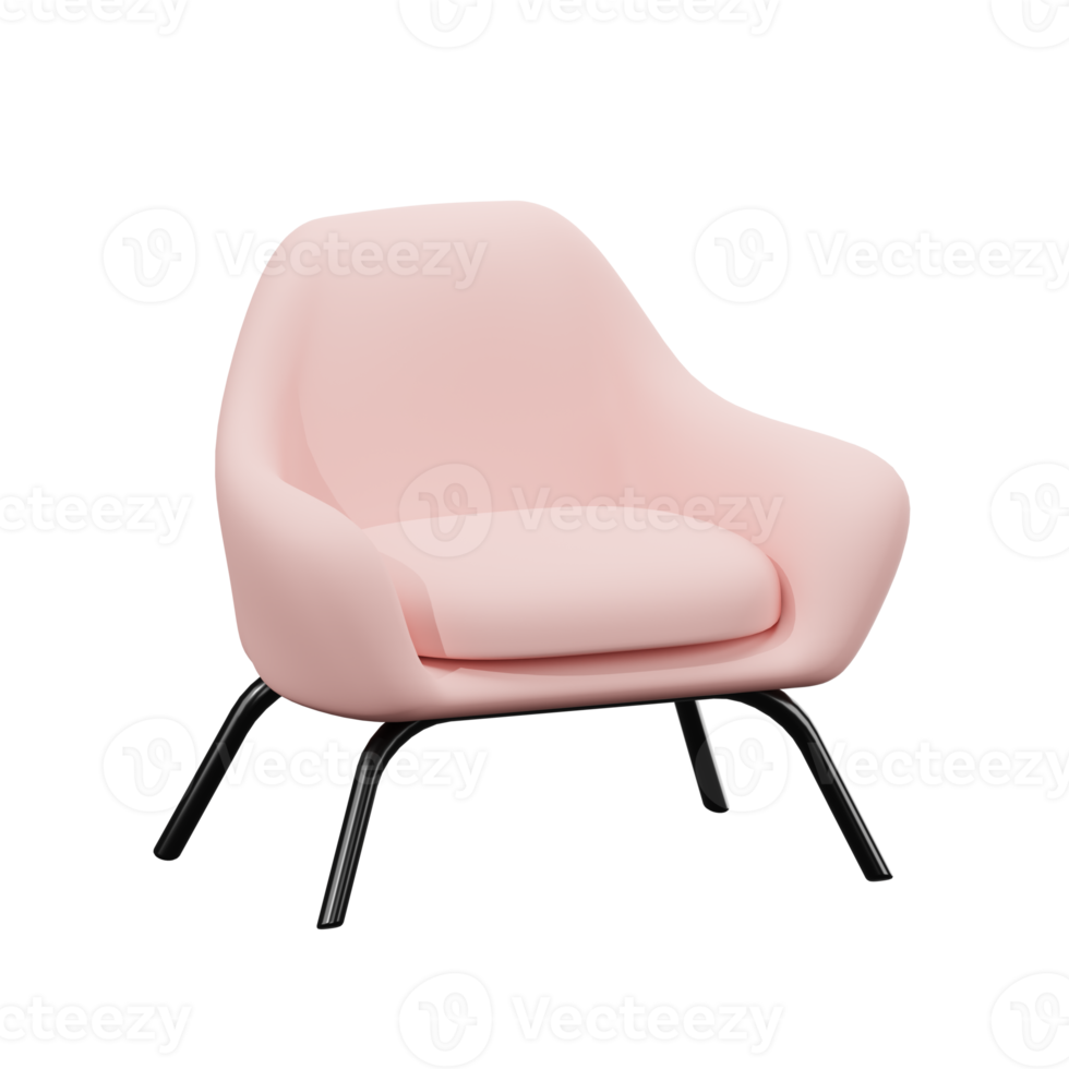 3D pink arm chair. pink soft sofa. 3D rendering png