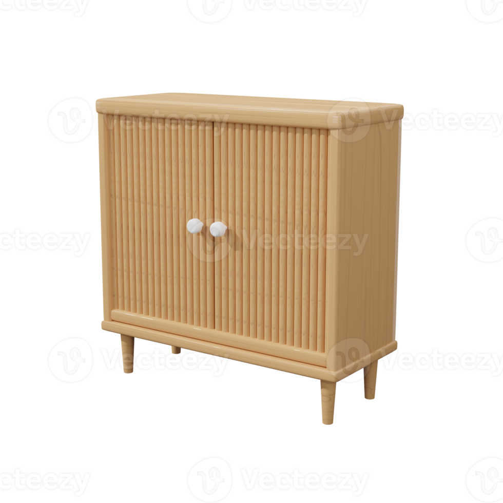 empty wooden cabinet. 3D rendering png