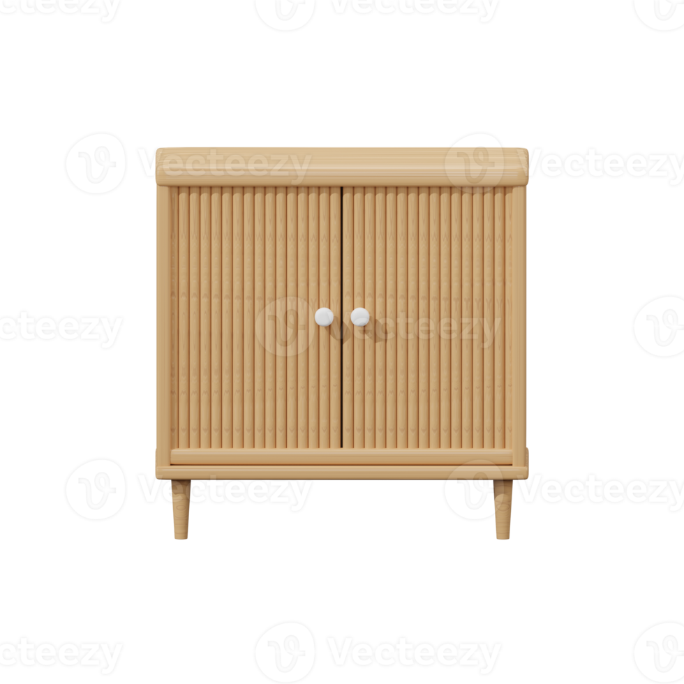 empty wooden cabinet. 3D rendering png
