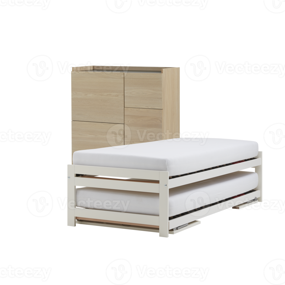 bed with white mattress with cut out isolated on background transparent png