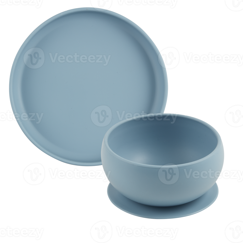 Cups, plates, glasses, household items with cut out isolated on