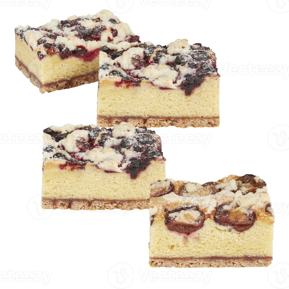 Cake piece chocolate with milk cream and fruits with cut out isolated on background transparent png