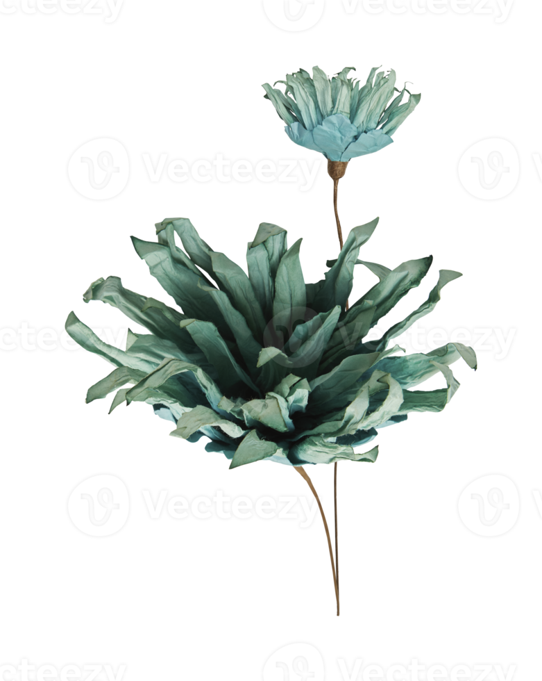 Chrysanthemum artificial dried flowers with paper save covid 19 with cut out isolated on background transparent png