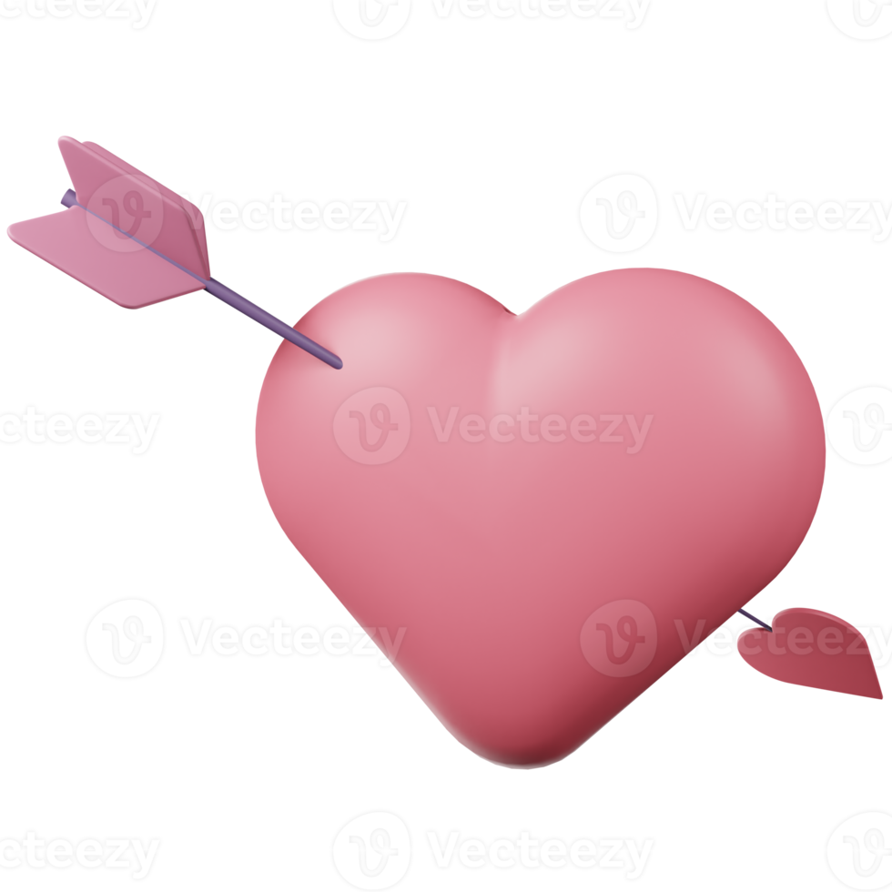 3D Heart and Arrow Love Symbol Illustration png