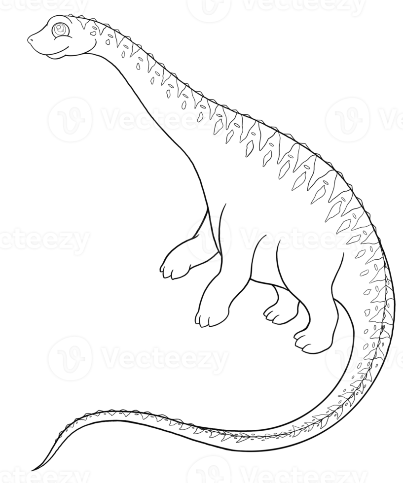 Doodle of an Argentinosaurus Dinosaur is Illustrated as a Cartoon Character in a Coloring Book for Kids png