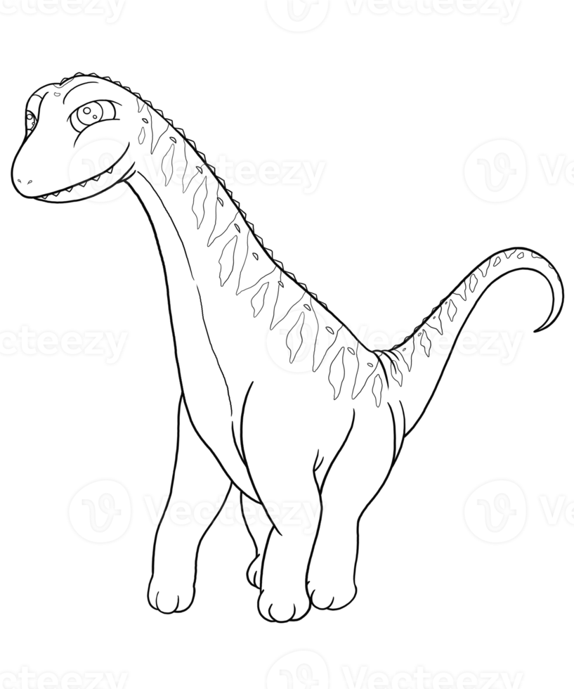 Argentinosaurus in a Doodle For Children's Coloring Books Dinosaurs are Shown as Cartoon Characters png