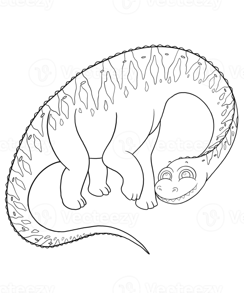 Doodle of an Argentinosaurus Dinosaur is Depicted as a Cartoon Character in a Coloring Book for Kids png