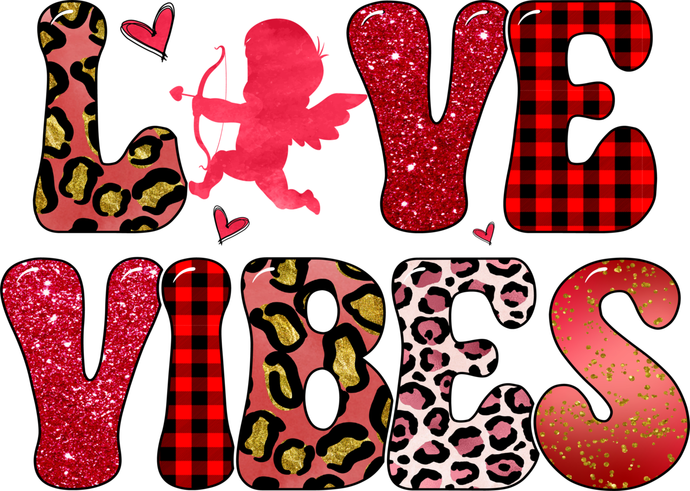 Love Vibes Valentinstag Sublimationsdesign, perfekt für T-Shirts, Tassen, Schilder, Karten und vieles mehr png