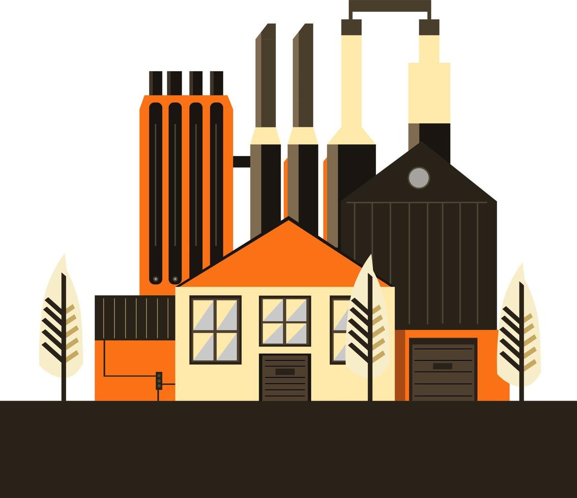 Wood processing factory simple design, orange color vector