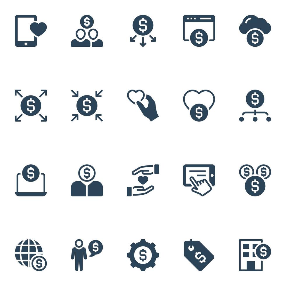Glyph icons for Crowd funding. vector