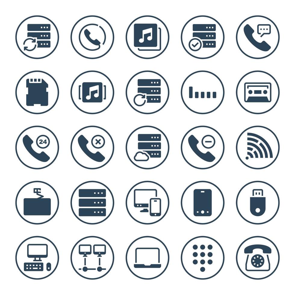 Circle glyph icons for devices. vector