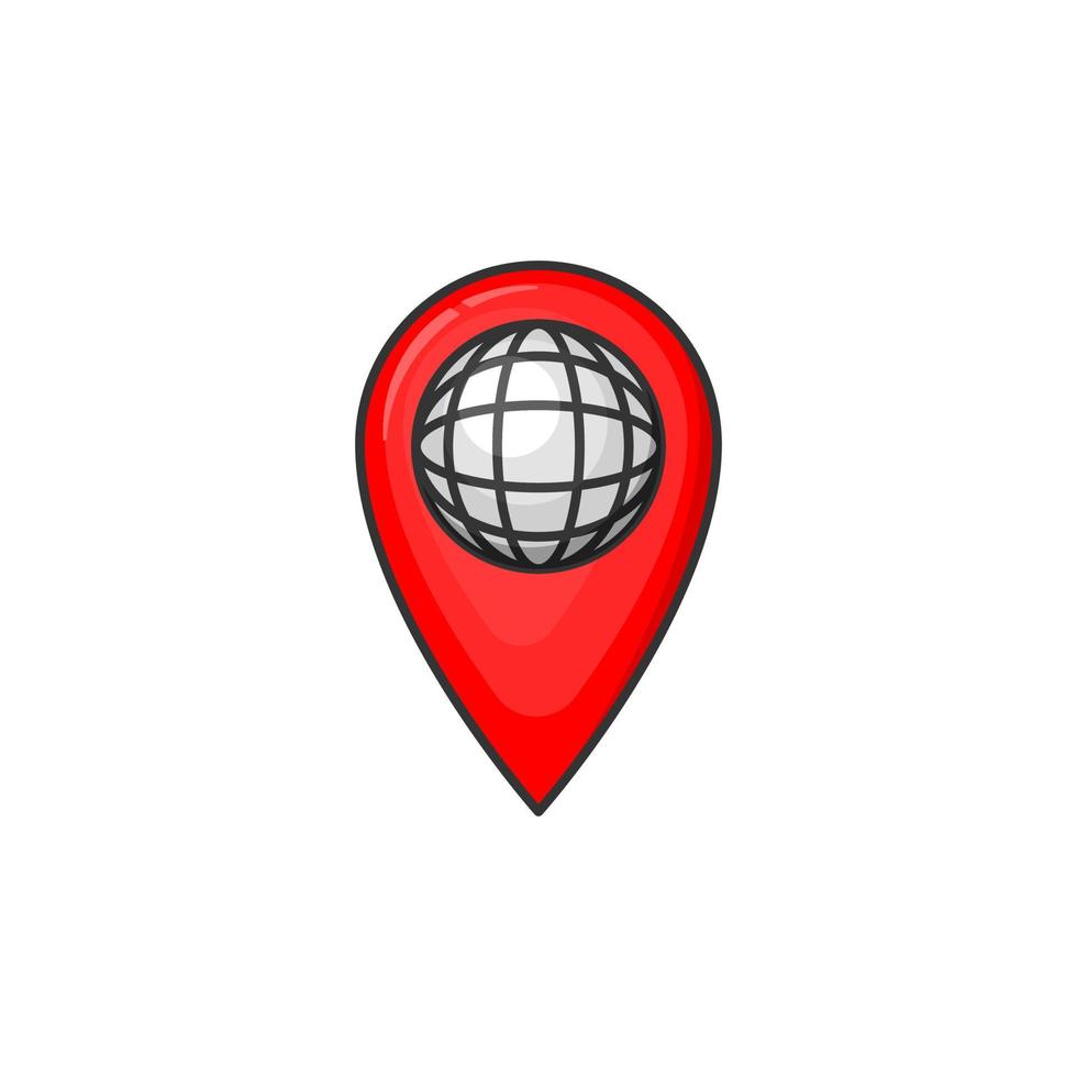 Cartoon pin globe vector icon on white background