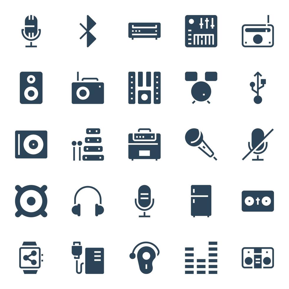 iconos de glifos para dispositivos. vector