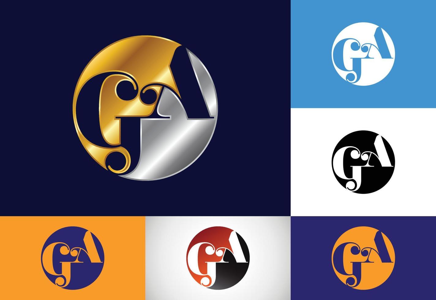 vector de diseño de logotipo de letra inicial ga. símbolo del alfabeto gráfico para la identidad empresarial corporativa