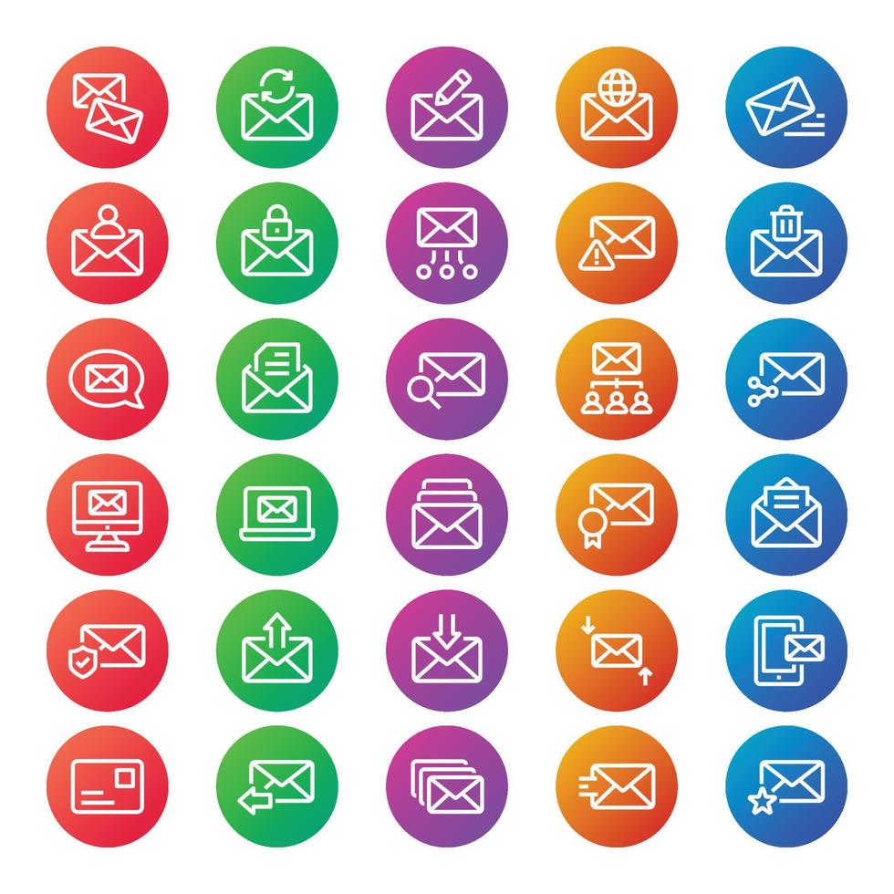 Gradient color outline icons for Email. vector