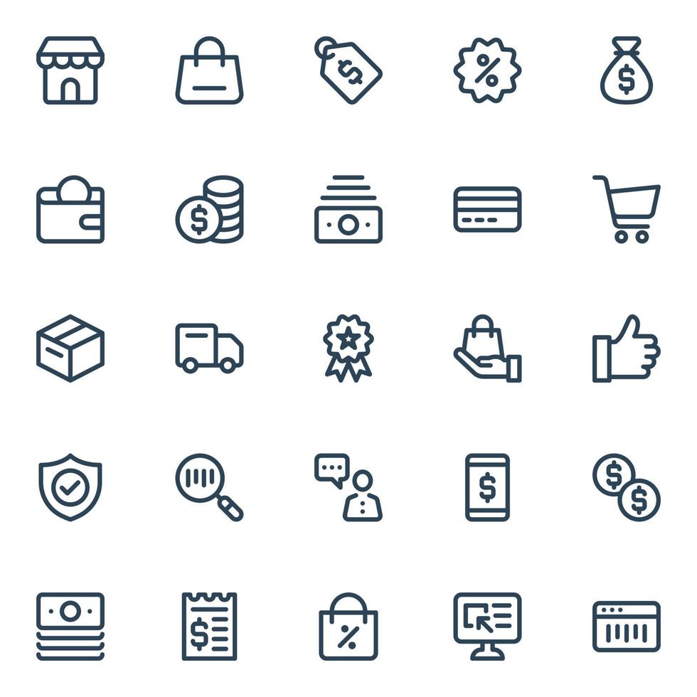 Outline icons for e-Commerce. vector
